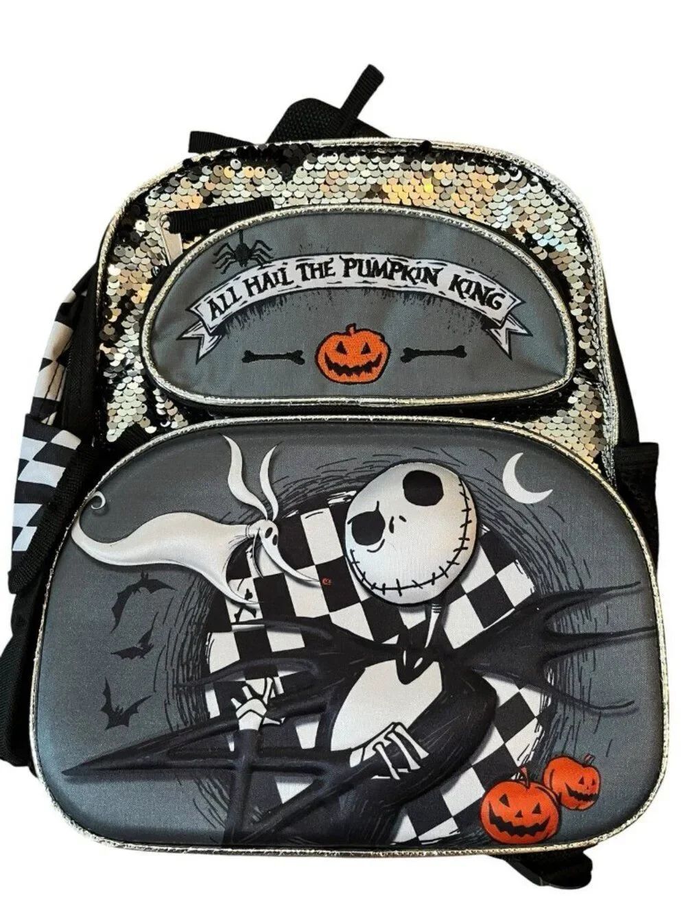 Disney Nightmare Before Christmas All Hail The Pumpkin King Backpack Sequins NWT